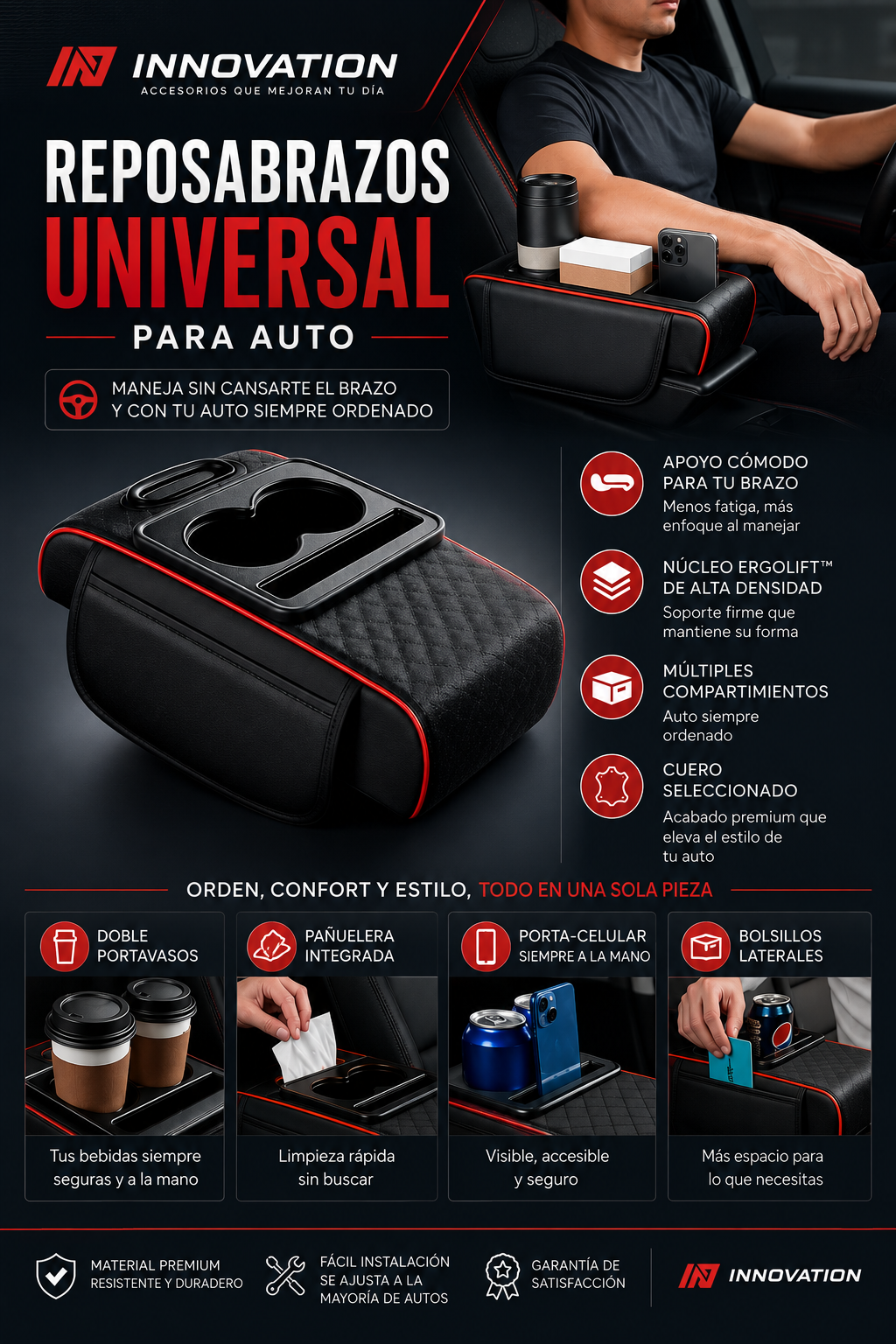 REPOSA BRAZO PREMIUM PARA AUTO